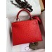 Hermes Kelly Sellier 28 Handmade Bag In Red Ostrich Leather Hermes Kelly Sellier 28 Handmade Bag In Red Ostrich Leather