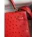 Hermes Kelly Sellier 28 Handmade Bag In Red Ostrich Leather Hermes Kelly Sellier 28 Handmade Bag In Red Ostrich Leather