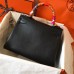 Hermes Kelly Retourne 28 Handmade Bag In Black Swift Calfskin Hermes Kelly Retourne 28 Handmade Bag In Black Swift Calfskin