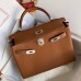 Hermes Kelly Retourne 32 Handmade Bag In Gold Clemence Leather Hermes Kelly Retourne 32 Handmade Bag In Gold Clemence Leather