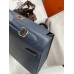 Hermes Kelly Sellier 32 Handmade Bag In Blue Indigo Epsom Calfskin Hermes Kelly Sellier 32 Handmade Bag In Blue Indigo Epsom Calfskin