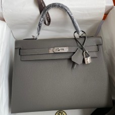 Hermes Kelly Sellier 32 Handmade Bag In Etain Epsom Calfskin Hermes Kelly Sellier 32 Handmade Bag In Etain Epsom Calfskin
