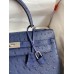 Hermes Kelly Sellier 32 Handmade Bag In Blue Iris Ostrich Leather Hermes Kelly Sellier 32 Handmade Bag In Blue Iris Ostrich Leather