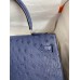 Hermes Kelly Sellier 32 Handmade Bag In Blue Iris Ostrich Leather Hermes Kelly Sellier 32 Handmade Bag In Blue Iris Ostrich Leather