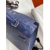 Hermes Kelly Sellier 32 Handmade Bag In Blue Iris Ostrich Leather Hermes Kelly Sellier 32 Handmade Bag In Blue Iris Ostrich Leather