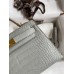 Hermes Kelly Mini II Sellier Handmade Bag In Pearl Grey Matte Alligator Leather