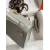Hermes Kelly Mini II Sellier Handmade Bag In Pearl Grey Matte Alligator Leather