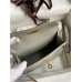Hermes Kelly Mini II Sellier Handmade Bag In Pearl Grey Matte Alligator Leather