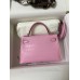 Hermes Kelly Mini II Sellier Handmade Bag In Mauve Sylvestre Matte Alligator Leather