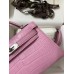 Hermes Kelly Mini II Sellier Handmade Bag In Mauve Sylvestre Matte Alligator Leather