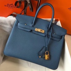 Hermes Birkin 25cm Bag In Blue Agate Clemence Leather GHW Hermes Birkin 25cm Bag In Blue Agate Clemence Leather GHW