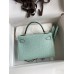 Hermes Kelly Mini II Sellier Handmade Bag In Vert Deau Matte Alligator Leather
