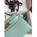 Hermes Kelly Mini II Sellier Handmade Bag In Vert Deau Matte Alligator Leather