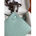 Hermes Kelly Mini II Sellier Handmade Bag In Vert Deau Matte Alligator Leather