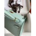 Hermes Kelly Mini II Sellier Handmade Bag In Vert Deau Matte Alligator Leather