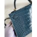 Hermes Kelly Mini II Sellier Handmade Bag In Blue Jean Shiny Alligator Leather Hermes Kelly Mini II Sellier Handmade Bag In Blue Jean Shiny Alligator Leather