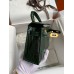 Hermes Kelly Mini II Sellier Handmade Bag In Malachite Shiny Alligator Leather