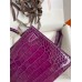 Hermes Kelly Mini II Sellier Handmade Bag In Purple Shiny Alligator Leather