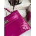 Hermes Kelly Mini II Sellier Handmade Bag In Rose Scheherazade Shiny Alligator Leather Hermes Kelly Mini II Sellier Handmade Bag In Rose Scheherazade Shiny Alligator Leather