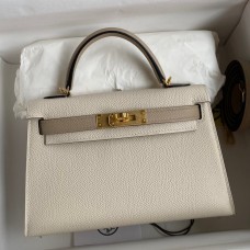 Hermes Kelly Mini II Sellier Bicolor Handmade Bag in Craie and Trench Epsom Calfskin Hermes Kelly Mini II Sellier Bicolor Handmade Bag in Craie and Trench Epsom Calfskin