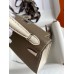 Hermes Kelly Mini II Sellier Bicolor Handmade Bag in Taupe and Craie Epsom Calfskin Hermes Kelly Mini II Sellier Bicolor Handmade Bag in Taupe and Craie Epsom Calfskin