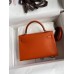 Hermes Kelly Mini II Sellier Handmade Bag In Orange Chevre Mysore Leather Hermes Kelly Mini II Sellier Handmade Bag In Orange Chevre Mysore Leather