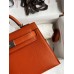 Hermes Kelly Mini II Sellier Handmade Bag In Orange Chevre Mysore Leather Hermes Kelly Mini II Sellier Handmade Bag In Orange Chevre Mysore Leather