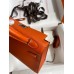 Hermes Kelly Mini II Sellier Handmade Bag In Orange Chevre Mysore Leather Hermes Kelly Mini II Sellier Handmade Bag In Orange Chevre Mysore Leather