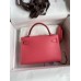 Hermes Kelly Mini II Sellier Handmade Bag In Rose Lipstick Chevre Mysore Leather Hermes Kelly Mini II Sellier Handmade Bag In Rose Lipstick Chevre Mysore Leather