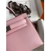 Hermes Kelly Mini II Sellier Handmade Bag In Rose Sakura Chevre Mysore Leather Hermes Kelly Mini II Sellier Handmade Bag In Rose Sakura Chevre Mysore Leather