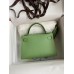 Hermes Kelly Mini II Sellier Handmade Bag In Vert Criquet Chevre Mysore Leather Hermes Kelly Mini II Sellier Handmade Bag In Vert Criquet Chevre Mysore Leather