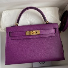 Hermes Kelly Mini II Sellier Handmade Bag In Anemone Epsom Calfskin Hermes Kelly Mini II Sellier Handmade Bag In Anemone Epsom Calfskin