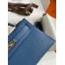 Hermes Kelly Mini II Sellier Handmade Bag In Blue Agate Epsom Calfskin Hermes Kelly Mini II Sellier Handmade Bag In Blue Agate Epsom Calfskin