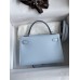 Hermes Kelly Mini II Sellier Handmade Bag In Blue Brume Epsom Calfskin Hermes Kelly Mini II Sellier Handmade Bag In Blue Brume Epsom Calfskin