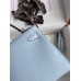 Hermes Kelly Mini II Sellier Handmade Bag In Blue Brume Epsom Calfskin Hermes Kelly Mini II Sellier Handmade Bag In Blue Brume Epsom Calfskin