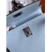 Hermes Kelly Mini II Sellier Handmade Bag In Blue Brume Epsom Calfskin Hermes Kelly Mini II Sellier Handmade Bag In Blue Brume Epsom Calfskin