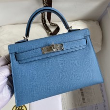 Hermes Kelly Mini II Sellier Handmade Bag In Blue Paradise Epsom Calfskin Hermes Kelly Mini II Sellier Handmade Bag In Blue Paradise Epsom Calfskin