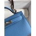 Hermes Kelly Mini II Sellier Handmade Bag In Blue Paradise Epsom Calfskin Hermes Kelly Mini II Sellier Handmade Bag In Blue Paradise Epsom Calfskin