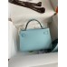 Hermes Kelly Mini II Sellier Handmade Bag In Blue Zephyr Epsom Calfskin Hermes Kelly Mini II Sellier Handmade Bag In Blue Zephyr Epsom Calfskin