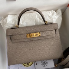 Hermes Kelly Mini II Sellier Handmade Bag In Gris Asphalt Epsom Calfskin Hermes Kelly Mini II Sellier Handmade Bag In Gris Asphalt Epsom Calfskin