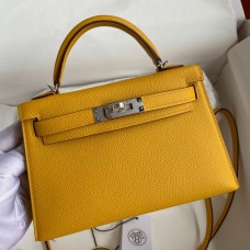 Hermes Kelly Mini II Sellier Handmade Bag In Jaune Ambre Epsom Calfskin Hermes Kelly Mini II Sellier Handmade Bag In Jaune Ambre Epsom Calfskin