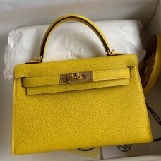 Hermes Kelly Mini II Sellier Handmade Bag In Jaune de Naples Epsom Calfskin Hermes Kelly Mini II Sellier Handmade Bag In Jaune de Naples Epsom Calfskin