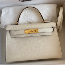 Hermes Kelly Mini II Sellier Handmade Bag In Nata Epsom Calfskin Hermes Kelly Mini II Sellier Handmade Bag In Nata Epsom Calfskin
