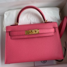 Hermes Kelly Mini II Sellier Handmade Bag In Rose Azalee Epsom Calfskin Hermes Kelly Mini II Sellier Handmade Bag In Rose Azalee Epsom Calfskin