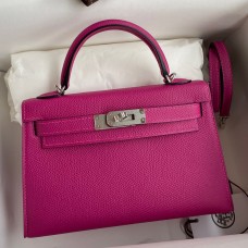 Hermes Kelly Mini II Sellier Handmade Bag In Rose Purple Epsom Calfskin Hermes Kelly Mini II Sellier Handmade Bag In Rose Purple Epsom Calfskin
