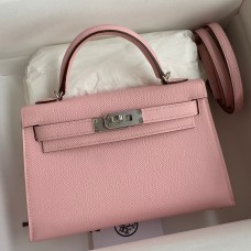 Hermes Kelly Mini II Sellier Handmade Bag In Rose Sakura Epsom Calfskin Hermes Kelly Mini II Sellier Handmade Bag In Rose Sakura Epsom Calfskin