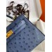 Hermes Kelly Mini II Sellier Handmade Bag In Blue Iris Ostrich Leather Hermes Kelly Mini II Sellier Handmade Bag In Blue Iris Ostrich Leather
