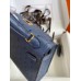 Hermes Kelly Mini II Sellier Handmade Bag In Blue Iris Ostrich Leather Hermes Kelly Mini II Sellier Handmade Bag In Blue Iris Ostrich Leather