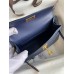 Hermes Kelly Mini II Sellier Handmade Bag In Blue Iris Ostrich Leather Hermes Kelly Mini II Sellier Handmade Bag In Blue Iris Ostrich Leather