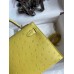 Hermes Kelly Mini II Sellier Handmade Bag In Lime Ostrich Leather Hermes Kelly Mini II Sellier Handmade Bag In Lime Ostrich Leather